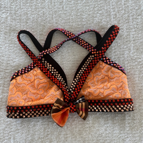 Cute jazz costume. Child size L. Orange and black with headband hat - Picture 3 of 9